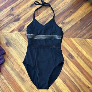 California Kisses Black Tie-Back Halter Leotard